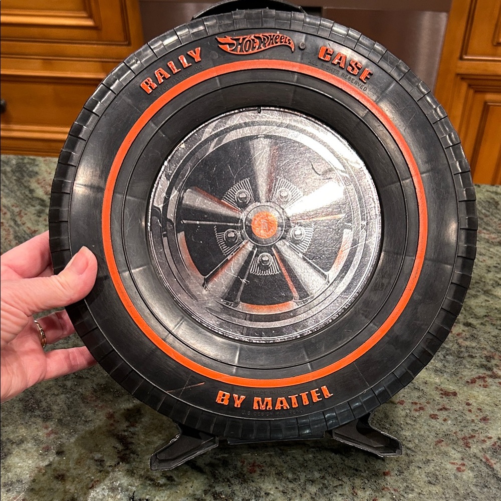 Mattel Black Tire-Shaped Rally Case with Orange Trim